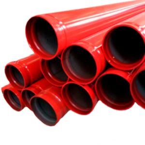 Tubos de Aço Ranhurado e Pintado de Vermelho